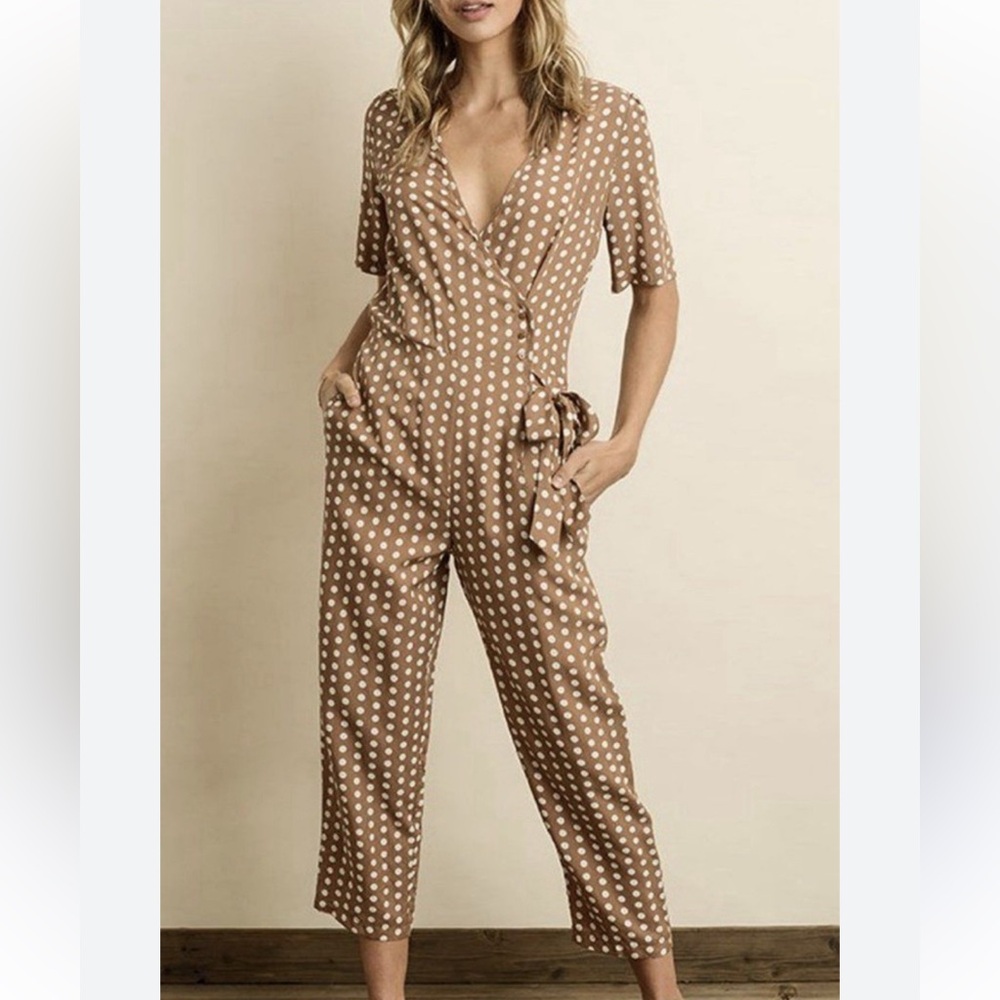 Dress Forum Brown Polka Dot Jumpsuit